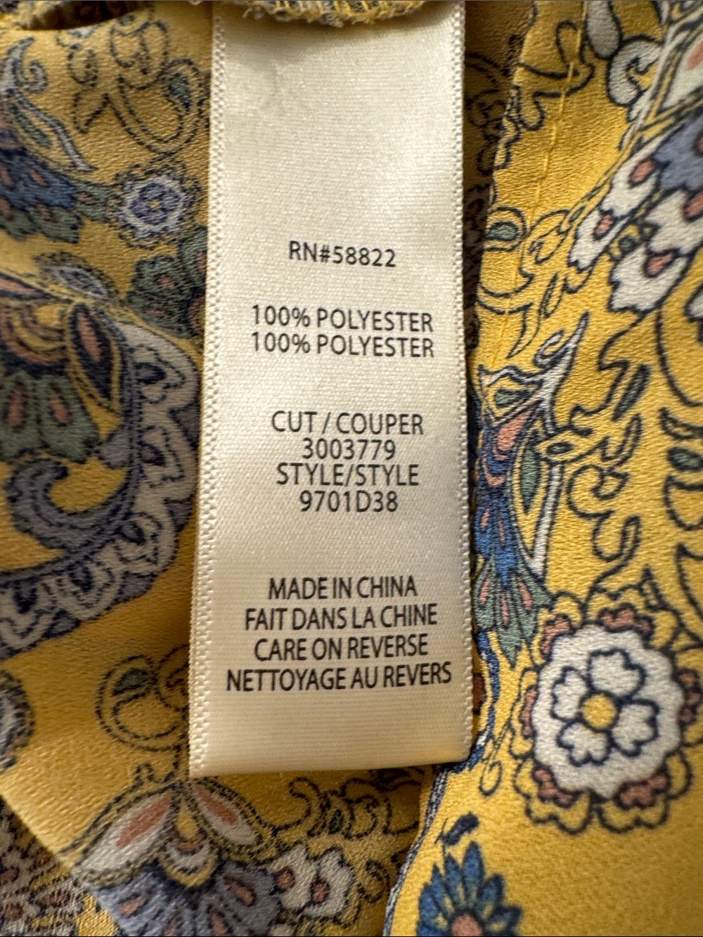Max Studio Yellow Paisley Wrap Tunic with Self Tie - Picture 5 of 6